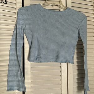 Beautiful Baby Blue Long Sleeve Crop Top